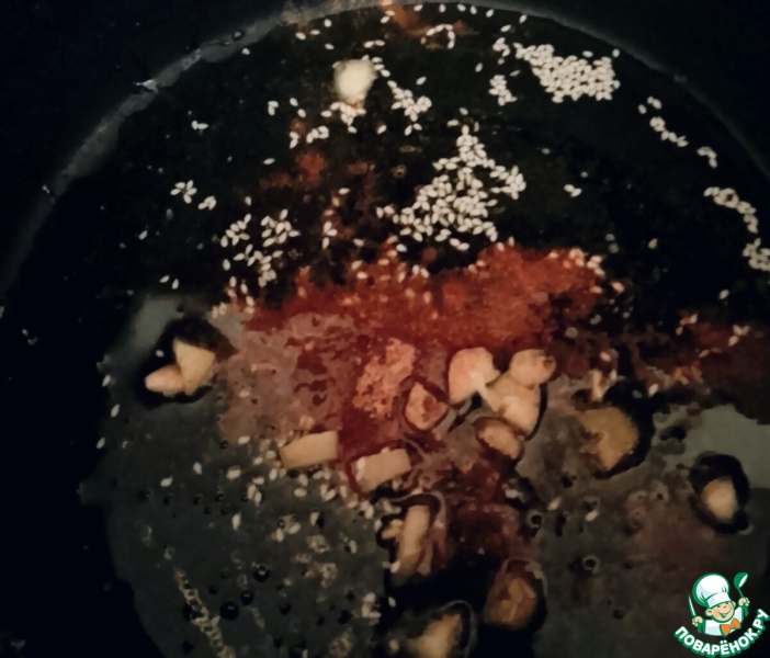 Лапша с грибами в мисо соусе